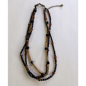 Vintage 1980's Chico's Triple Strand Faceted Beads Necklace 20"